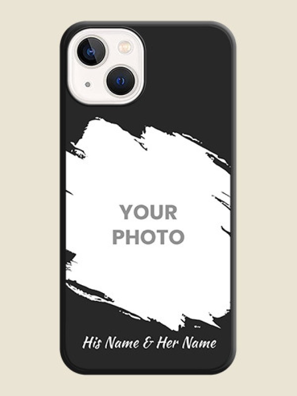 Custom Grunge Brush Strokes on Photo on Space Black Soft Matte Back Cover - iPhone 13 - alternate view