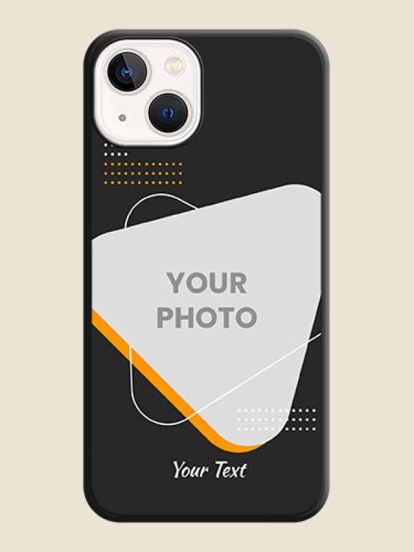 Custom Yellow Triangle on Photo on Space Black Soft Matte Phone Cover - iPhone 13 - alternate view
