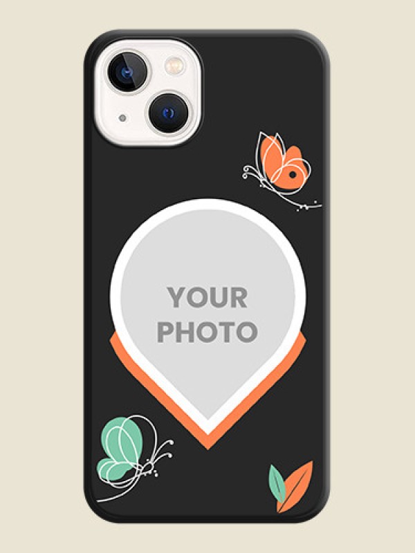 Custom Upload Pic With Simple Butterly Design On Space Black Personalized Soft Matte Phone Covers -Apple Iphone 13 - alternate view