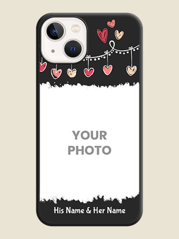 Custom Pink Love Hangings with Name on Space Black Custom Soft Matte Phone Cases - iPhone 14 Plus - alternate view