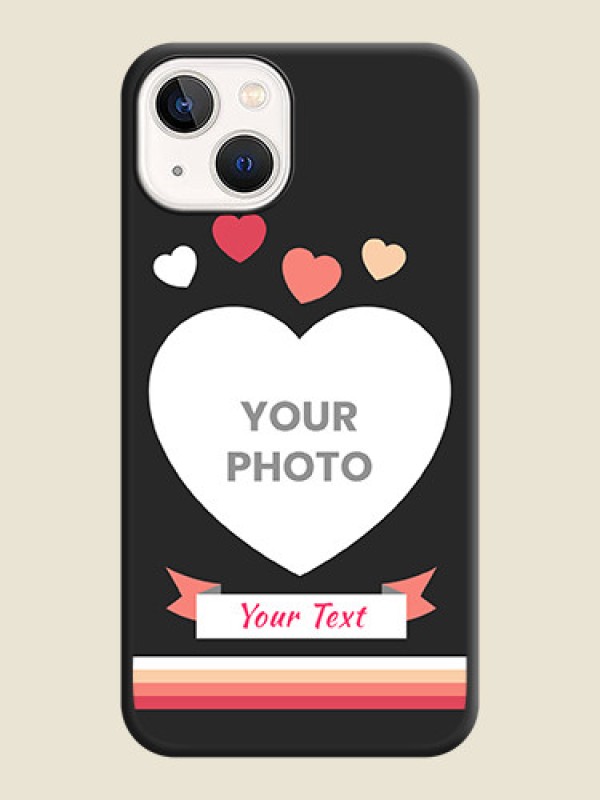 Custom Love Shaped Photo with Colorful Stripes on Personalised Space Black Soft Matte Cases - iPhone 14 Plus - alternate view