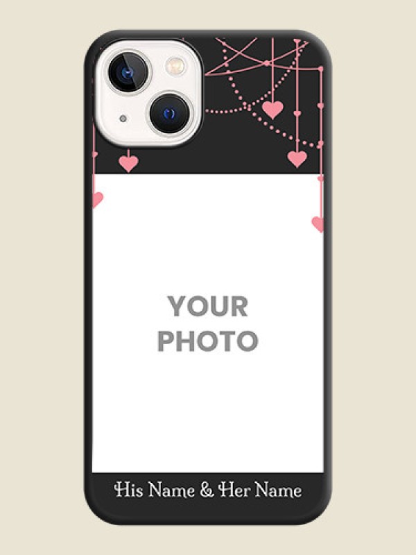 Custom Pink Love Hangings with Text on Space Black Custom Soft Matte Back Cover - iPhone 14 Plus - alternate view