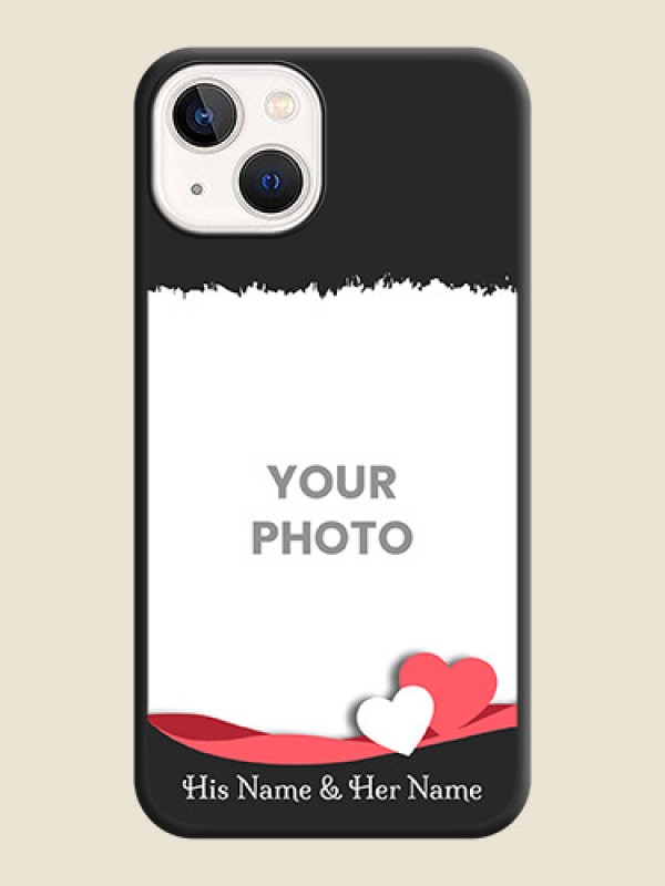 Custom Pin Color Love Shaped Ribbon Design with Text on Space Black Custom Soft Matte Phone Back Cover - iPhone 14 Plus - alternate view