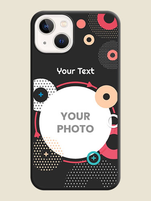 Custom Multicoloured Round Image on Personalised Space Black Soft Matte Cases - iPhone 14 Plus - alternate view