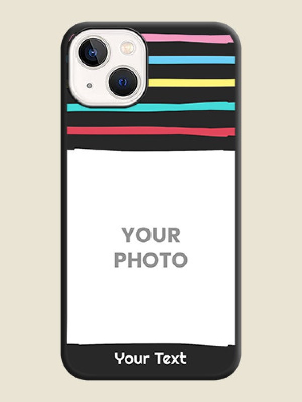 Custom Multicolor Lines with Image on Space Black Personalized Soft Matte Phone Covers - iPhone 14 Plus - alternate view