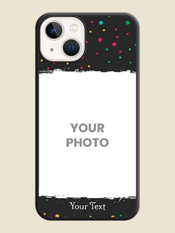 Custom Multicolor Dotted Pattern with Text on Space Black Custom Soft Matte Phone Back Cover - iPhone 14 Plus - alternate view