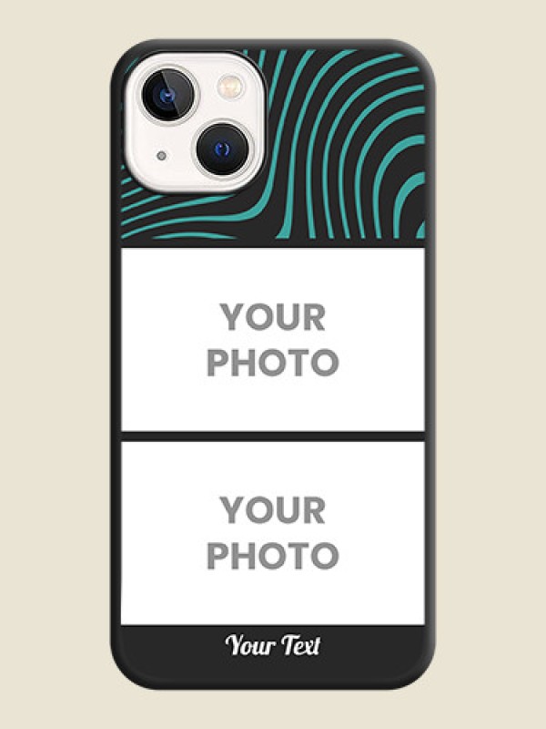 Custom Wave Pattern with 2 Image Holder on Space Black Personalized Soft Matte Phone Covers - iPhone 14 Plus - alternate view