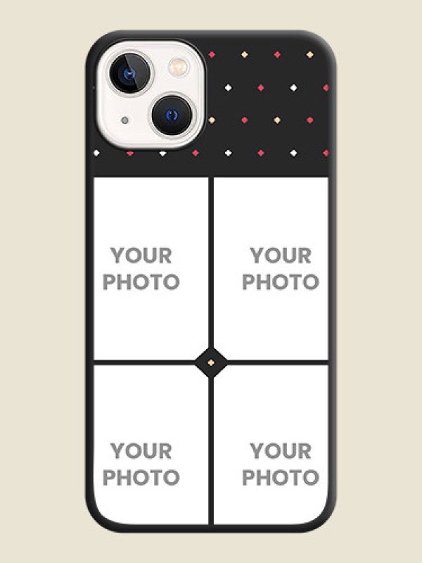 Custom Multicolor Dotted Pattern with 4 Image Holder on Space Black Custom Soft Matte Phone Cases - iPhone 14 Plus - alternate view