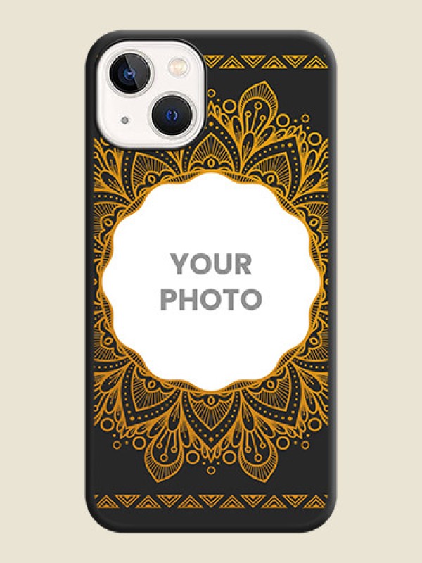 Custom Round Image with Floral Design on Photo on Space Black Soft Matte Mobile Cover - iPhone 14 Plus - alternate view
