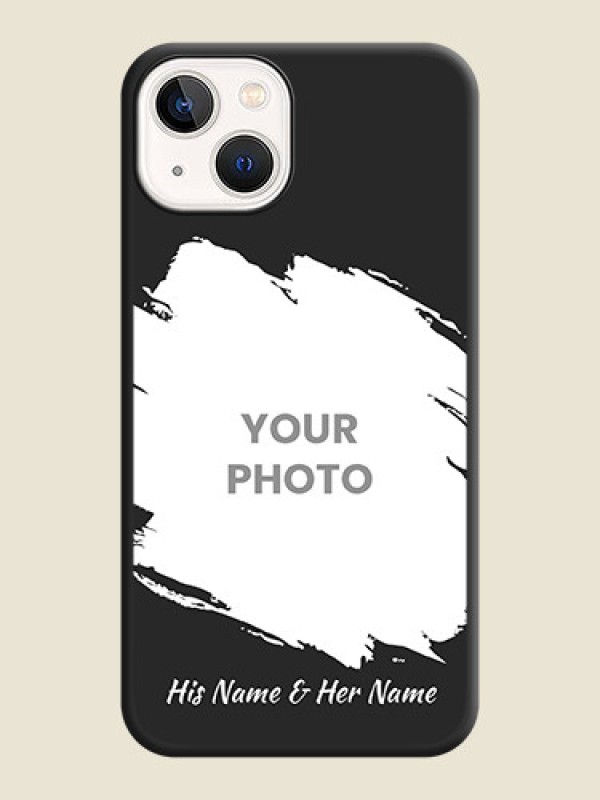 Custom Grunge Brush Strokes on Photo on Space Black Soft Matte Back Cover - iPhone 14 Plus - alternate view