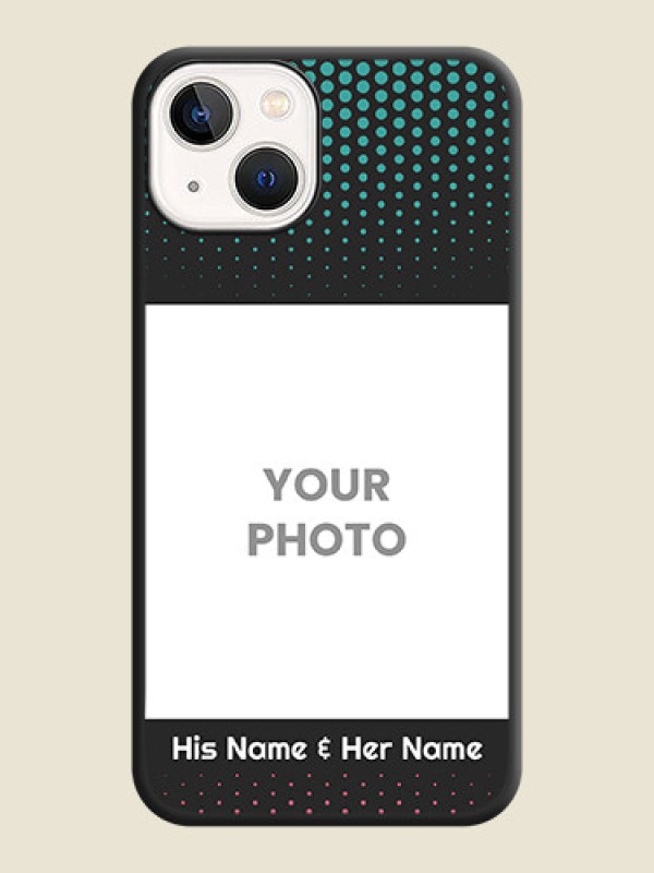 Custom Faded Dots with Grunge Photo Frame and Text on Space Black Custom Soft Matte Phone Cases - iPhone 14 Plus - alternate view