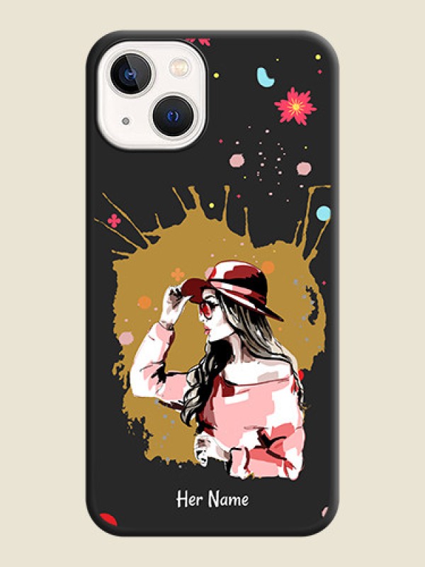 Custom Mordern Lady With Color Splash Background With Custom Text On Space Black Personalized Soft Matte Phone Covers -Apple Iphone 14 Plus - alternate view