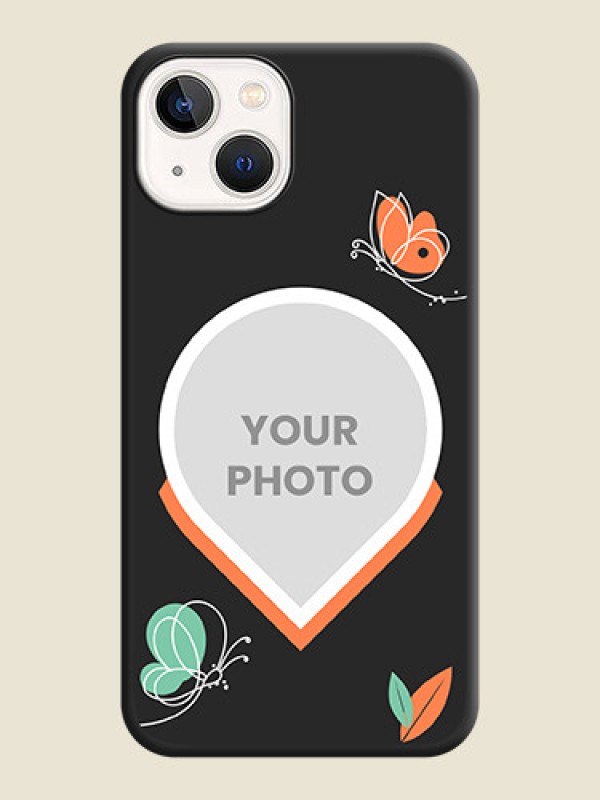 Custom Upload Pic With Simple Butterly Design On Space Black Personalized Soft Matte Phone Covers -Apple Iphone 14 Plus - alternate view