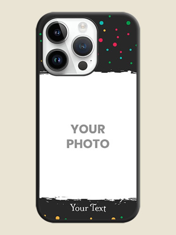 Custom Multicolor Dotted Pattern with Text on Space Black Custom Soft Matte Phone Back Cover - iPhone 14 Pro Max - alternate view