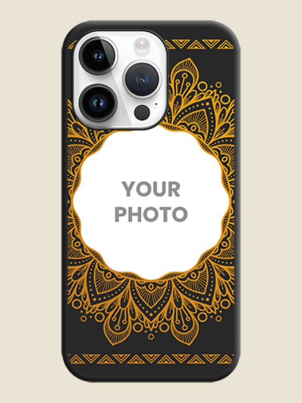 Custom Round Image with Floral Design on Photo on Space Black Soft Matte Mobile Cover - iPhone 14 Pro Max - alternate view