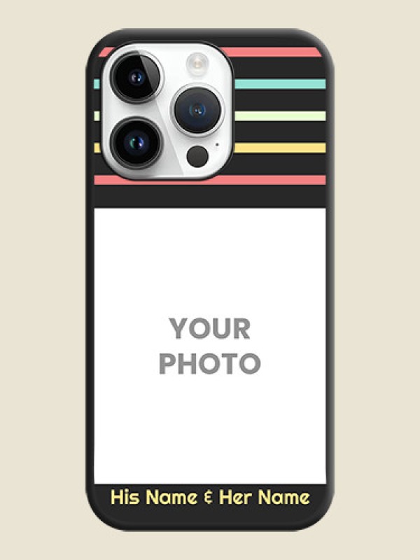 Custom Color Stripes with Photo and Text on Photo on Space Black Soft Matte Mobile Case - iPhone 14 Pro Max - alternate view