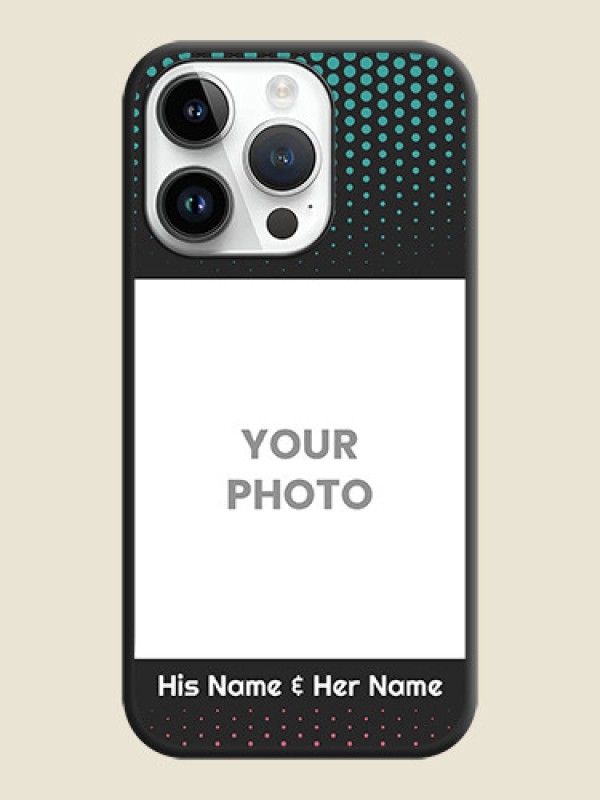 Custom Faded Dots with Grunge Photo Frame and Text on Space Black Custom Soft Matte Phone Cases - iPhone 14 Pro Max - alternate view