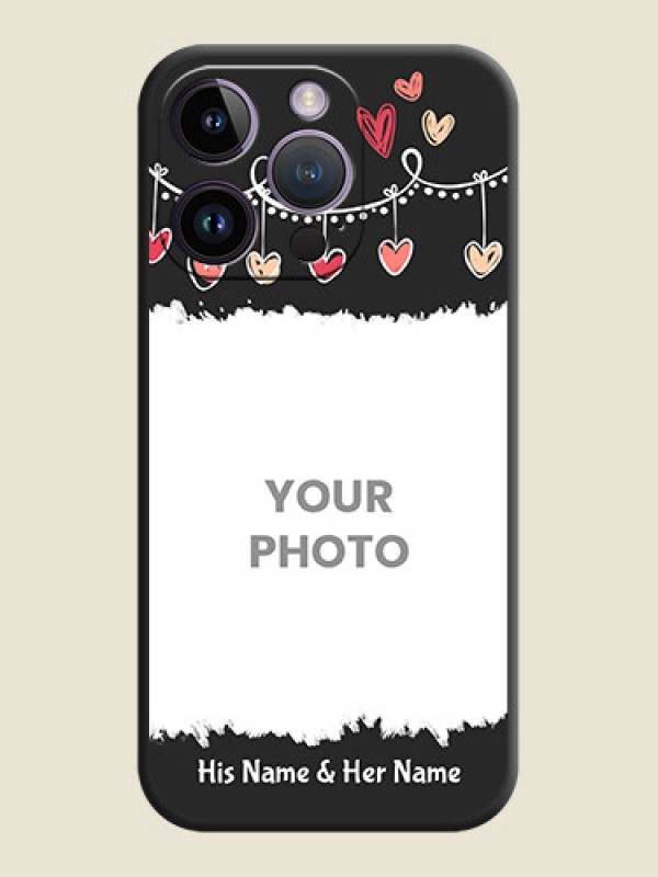 Custom Pink Love Hangings with Name on Space Black Custom Soft Matte Phone Cases - iPhone 14 Pro