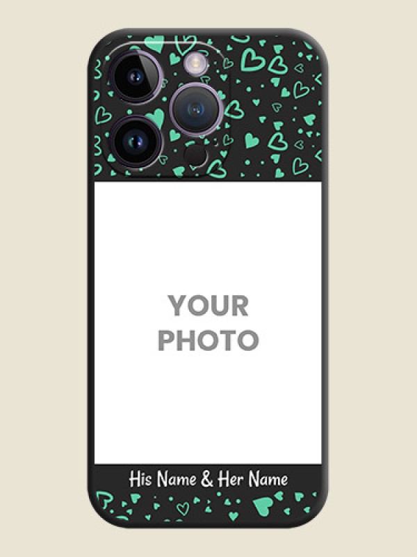 Custom Sea Green Indefinite Love Pattern on Photo on Space Black Soft Matte Mobile Cover - iPhone 14 Pro