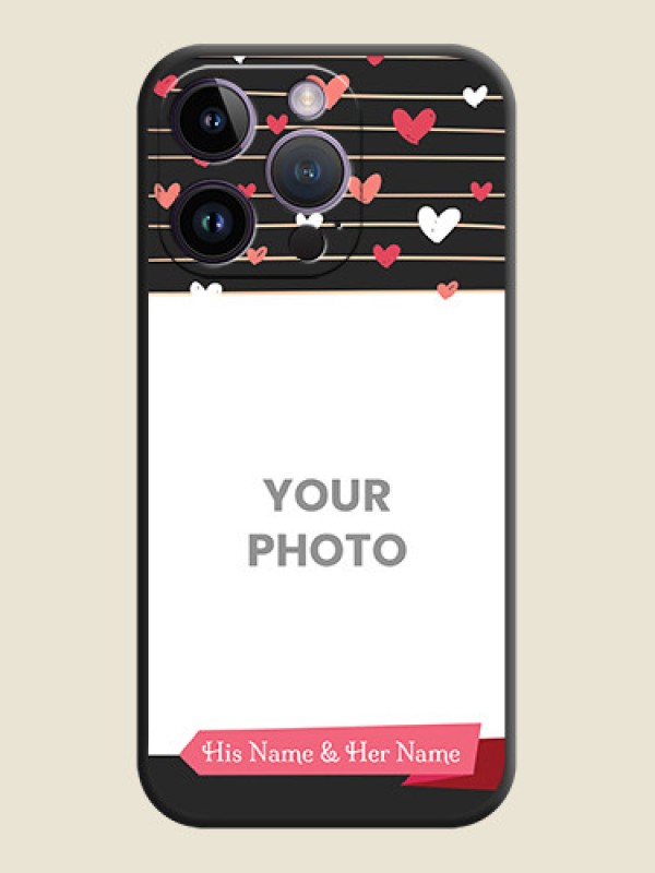 Custom Love Pattern with Name on Pink Ribbon  on Photo on Space Black Soft Matte Back Cover - iPhone 14 Pro