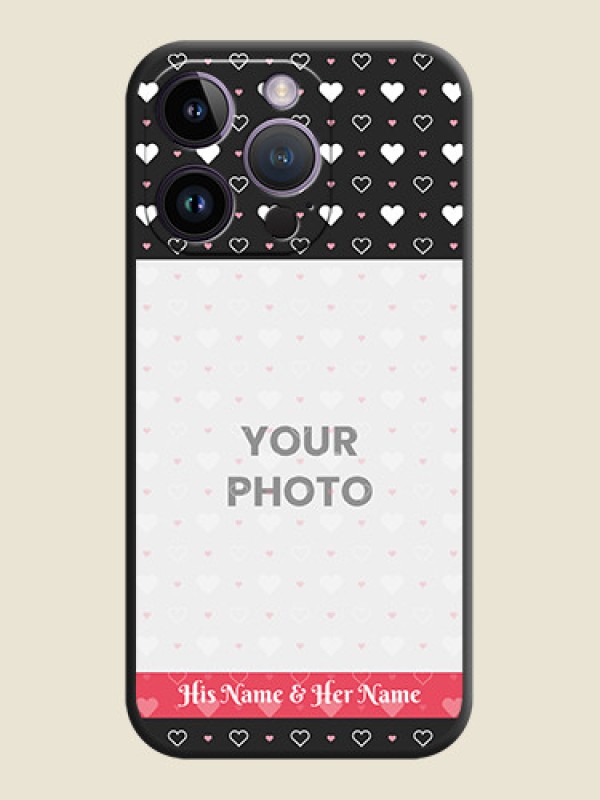 Custom White Color Love Symbols with Text Design on Photo on Space Black Soft Matte Phone Cover - iPhone 14 Pro