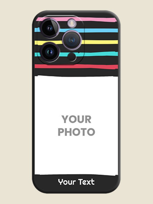 Custom Multicolor Lines with Image on Space Black Personalized Soft Matte Phone Covers - iPhone 14 Pro