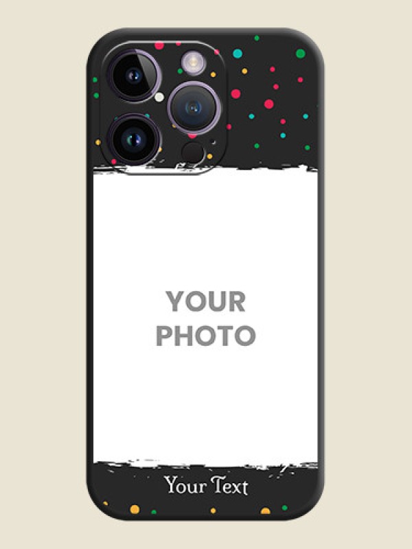 Custom Multicolor Dotted Pattern with Text on Space Black Custom Soft Matte Phone Back Cover - iPhone 14 Pro