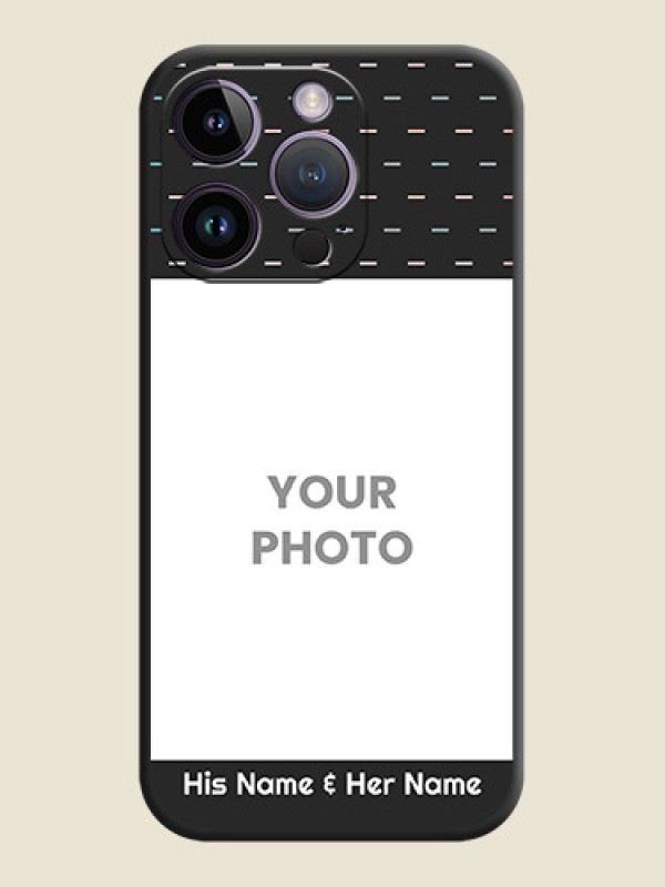 Custom Line Pattern Design with Text on Space Black Custom Soft Matte Phone Back Cover - iPhone 14 Pro