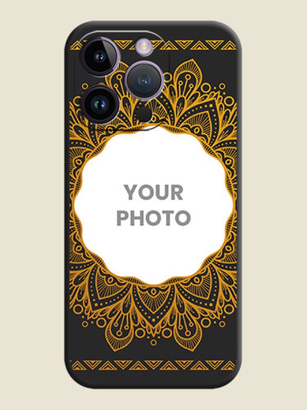 Custom Round Image with Floral Design on Photo on Space Black Soft Matte Mobile Cover - iPhone 14 Pro