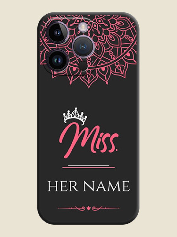 Custom Mrs Name with Floral Design on Space Black Personalized Soft Matte Phone Covers - iPhone 14 Pro