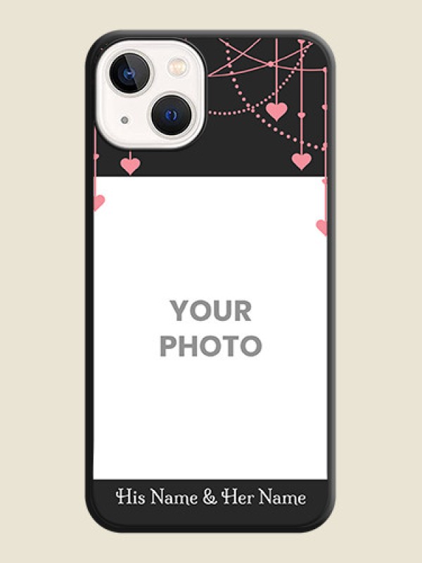 Custom Pink Love Hangings with Text on Space Black Custom Soft Matte Back Cover - Apple iPhone 14 - alternate view