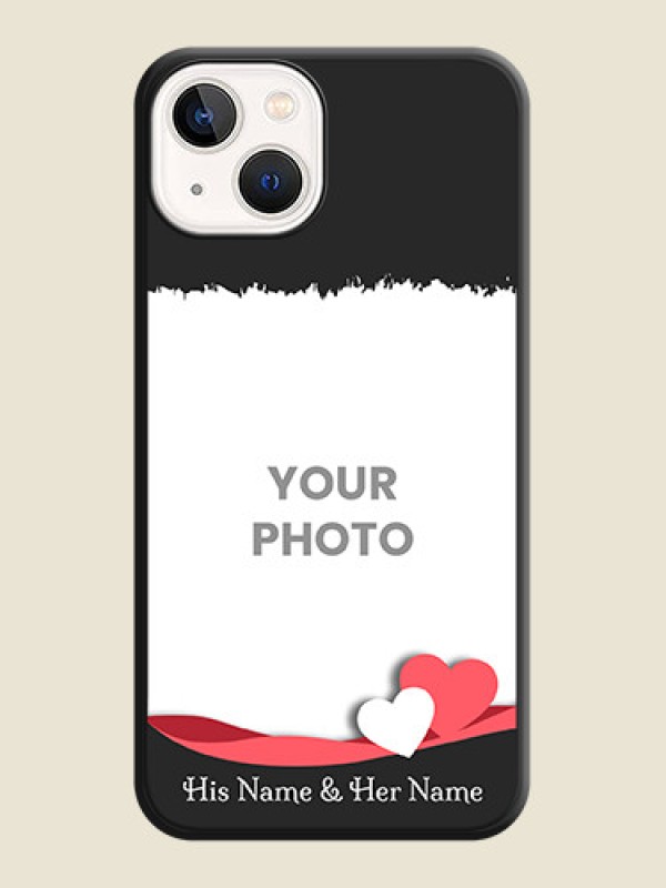Custom Pin Color Love Shaped Ribbon Design with Text on Space Black Custom Soft Matte Phone Back Cover - Apple iPhone 14 - alternate view