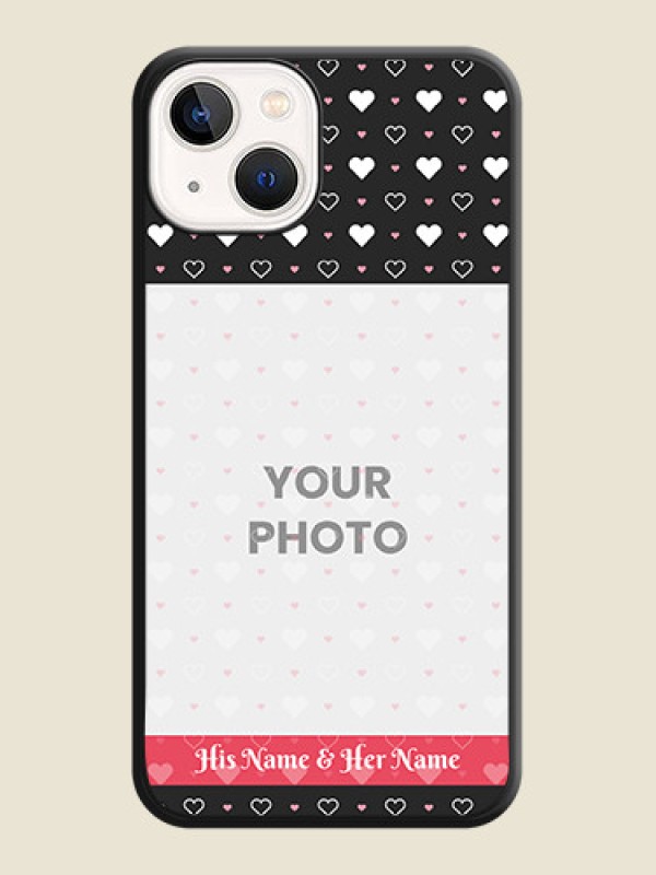 Custom White Color Love Symbols with Text Design on Photo on Space Black Soft Matte Phone Cover - Apple iPhone 14 - alternate view