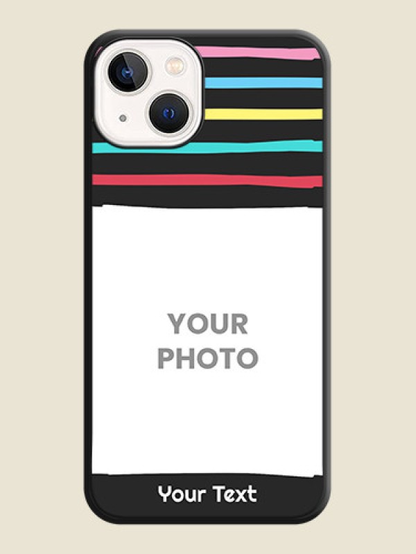 Custom Multicolor Lines with Image on Space Black Personalized Soft Matte Phone Covers - Apple iPhone 14 - alternate view
