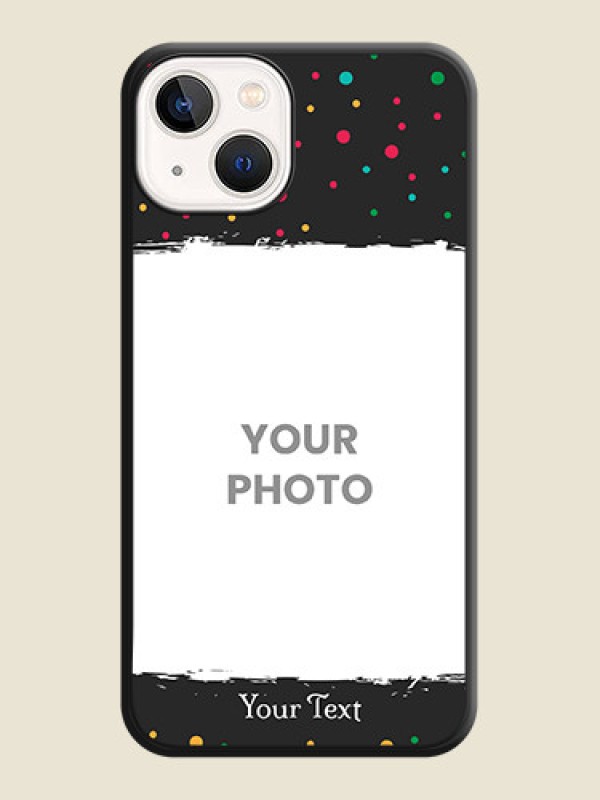 Custom Multicolor Dotted Pattern with Text on Space Black Custom Soft Matte Phone Back Cover - Apple iPhone 14 - alternate view