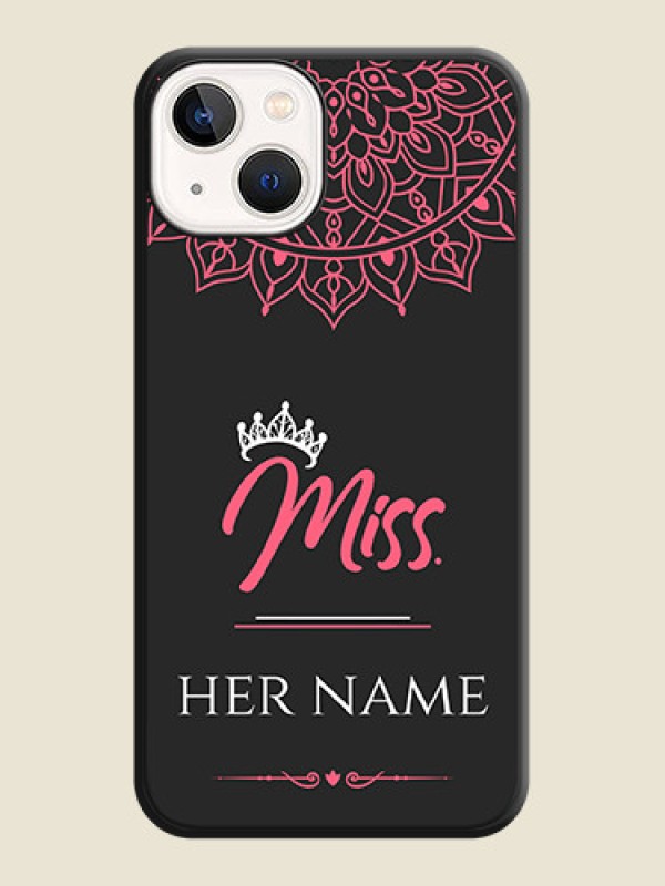 Custom Mrs Name with Floral Design on Space Black Personalized Soft Matte Phone Covers - Apple iPhone 14 - alternate view