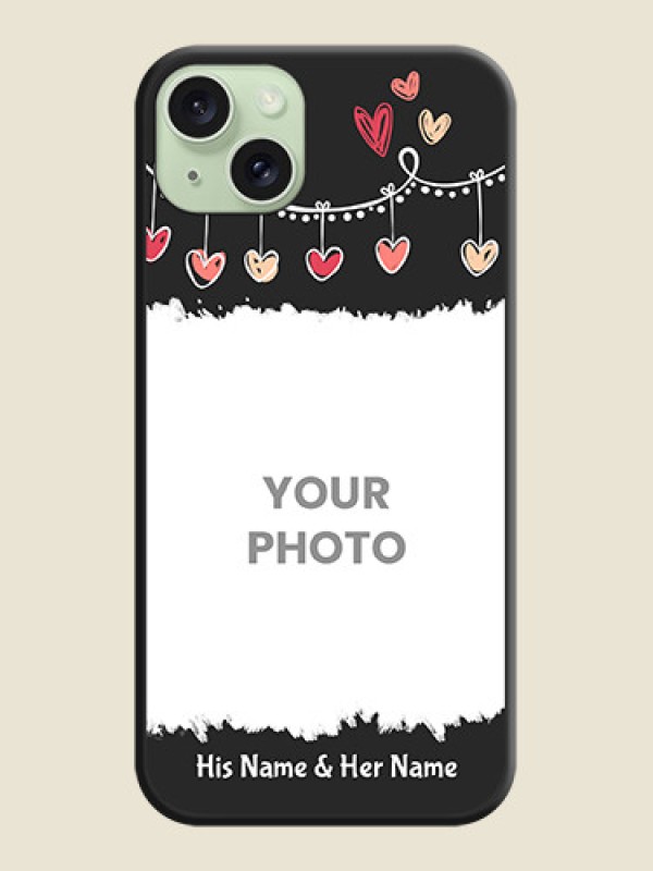 Custom Pink Love Hangings with Name on Space Black Custom Soft Matte Phone Cases - iPhone 15 Plus - alternate view