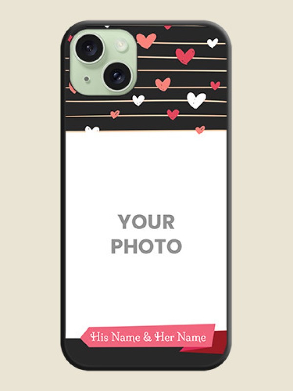 Custom Love Pattern with Name on Pink Ribbon - Photo on Space Black Soft Matte Back Cover - iPhone 15 Plus - alternate view