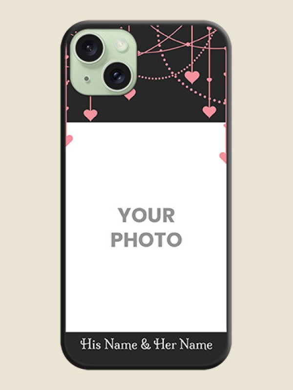 Custom Pink Love Hangings with Text on Space Black Custom Soft Matte Back Cover - iPhone 15 Plus - alternate view