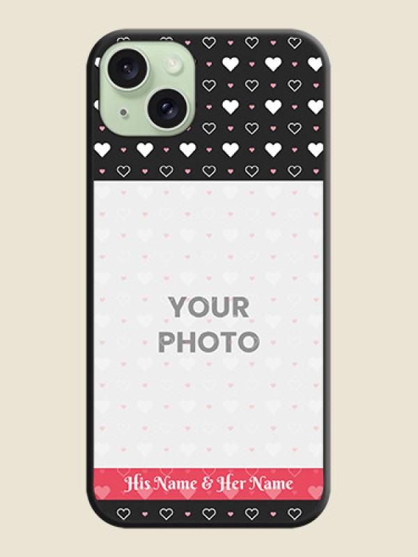 Custom White Color Love Symbols with Text Design - Photo on Space Black Soft Matte Phone Cover - iPhone 15 Plus - alternate view