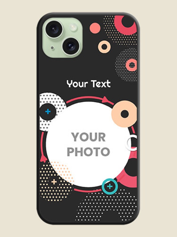 Custom Multicoloured Round Image on Personalised Space Black Soft Matte Cases - iPhone 15 Plus - alternate view