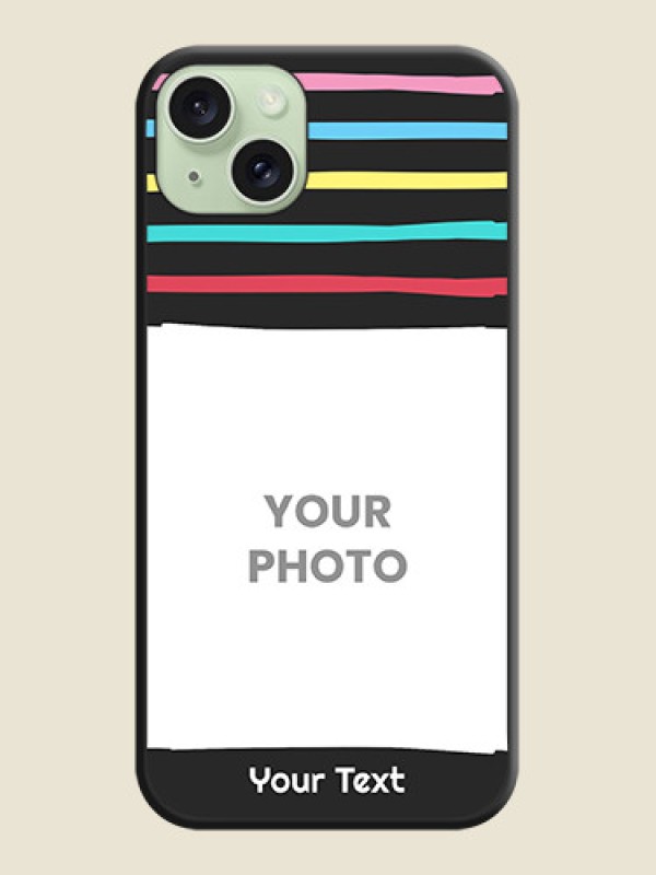 Custom Multicolor Lines with Image on Space Black Personalized Soft Matte Phone Covers - iPhone 15 Plus - alternate view