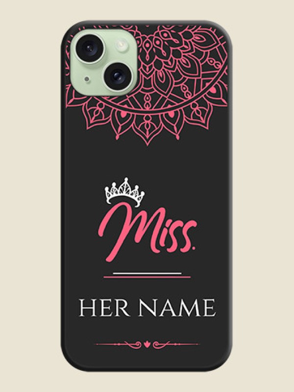 Custom Mrs Name with Floral Design on Space Black Personalized Soft Matte Phone Covers - iPhone 15 Plus - alternate view