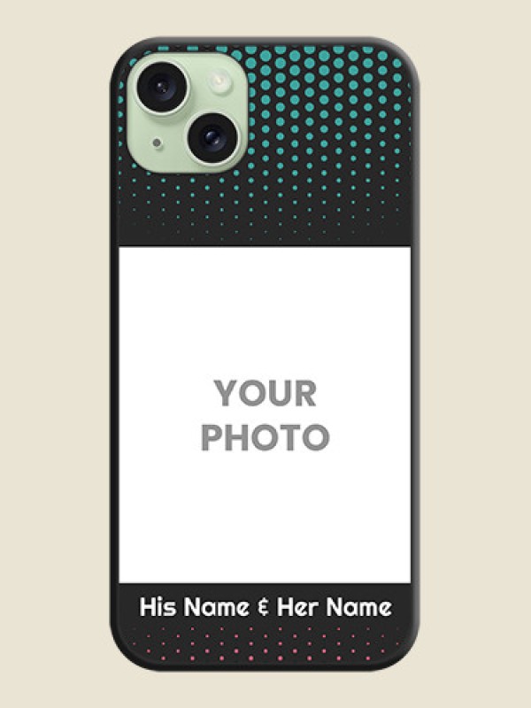 Custom Faded Dots with Grunge Photo Frame and Text on Space Black Custom Soft Matte Phone Cases - iPhone 15 Plus - alternate view