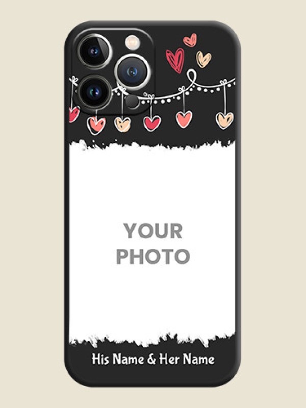 Custom Pink Love Hangings with Name on Space Black Custom Soft Matte Phone Cases - iPhone 15 Pro Max - alternate view