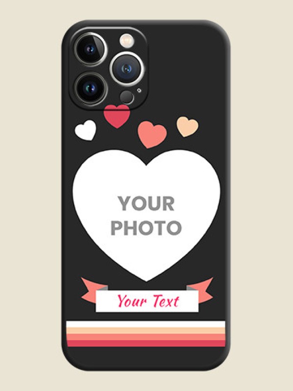 Custom Love Shaped Photo with Colorful Stripes on Personalised Space Black Soft Matte Cases - iPhone 15 Pro Max - alternate view