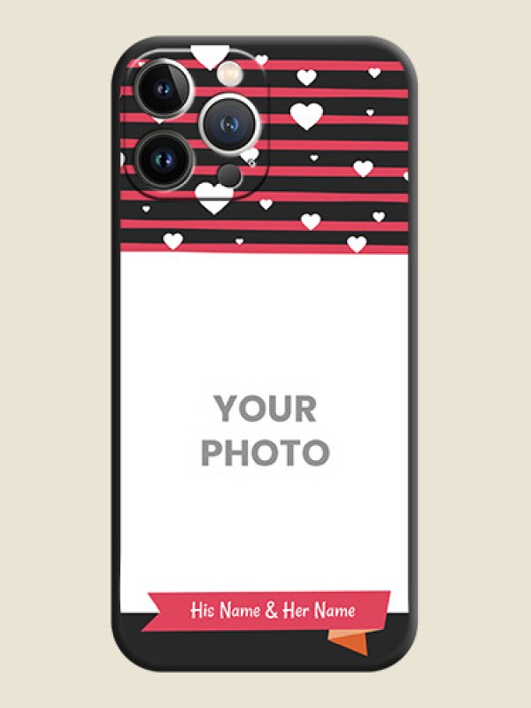 Custom White Color Love Symbols with Pink Lines Pattern on Space Black Custom Soft Matte Phone Cases - iPhone 15 Pro Max - alternate view