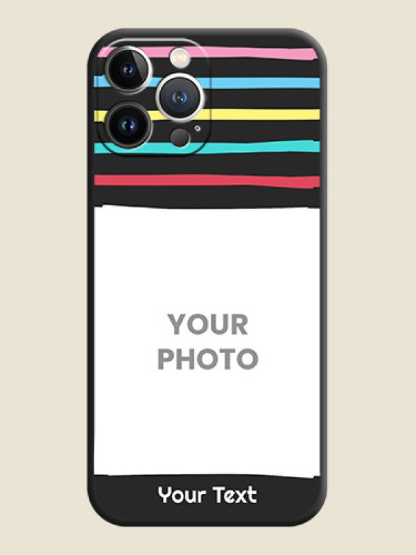 Custom Multicolor Lines with Image on Space Black Personalized Soft Matte Phone Covers - iPhone 15 Pro Max - alternate view