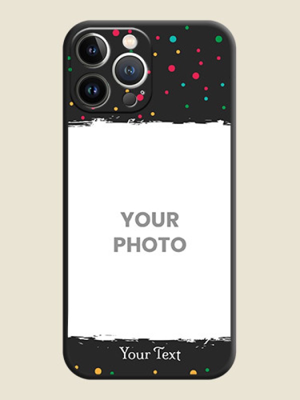 Custom Multicolor Dotted Pattern with Text on Space Black Custom Soft Matte Phone Back Cover - iPhone 15 Pro Max - alternate view