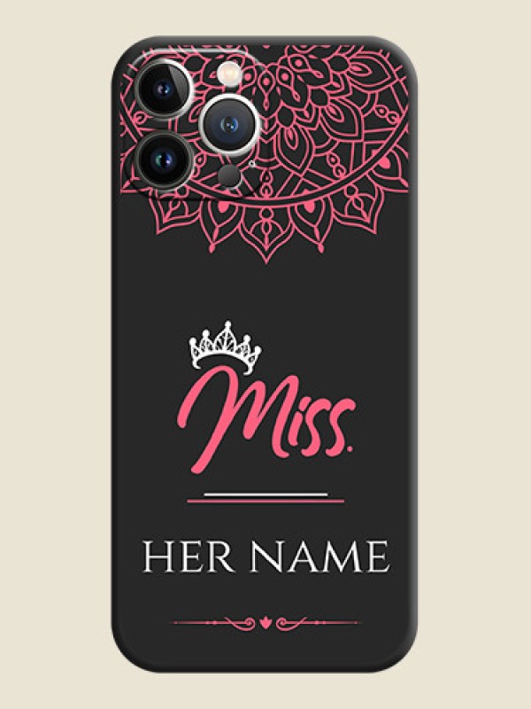 Custom Mrs Name with Floral Design on Space Black Personalized Soft Matte Phone Covers - iPhone 15 Pro Max - alternate view